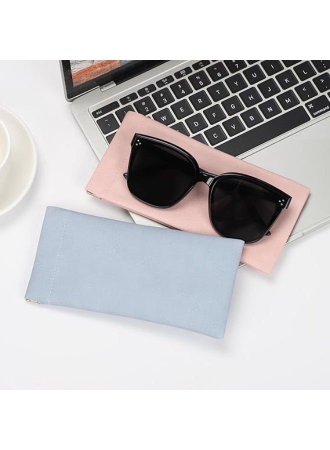 CLENEA Sunglass Case 2 Pcs Soft Eyeglass Cases for Women Portable Squeeze Top Leather Glasses Pouch Soft Glasses Cases PU Leather Sunglasses Bag Anti-Scratch Eyeglasses Pouch for Women Men Kids - Image 4